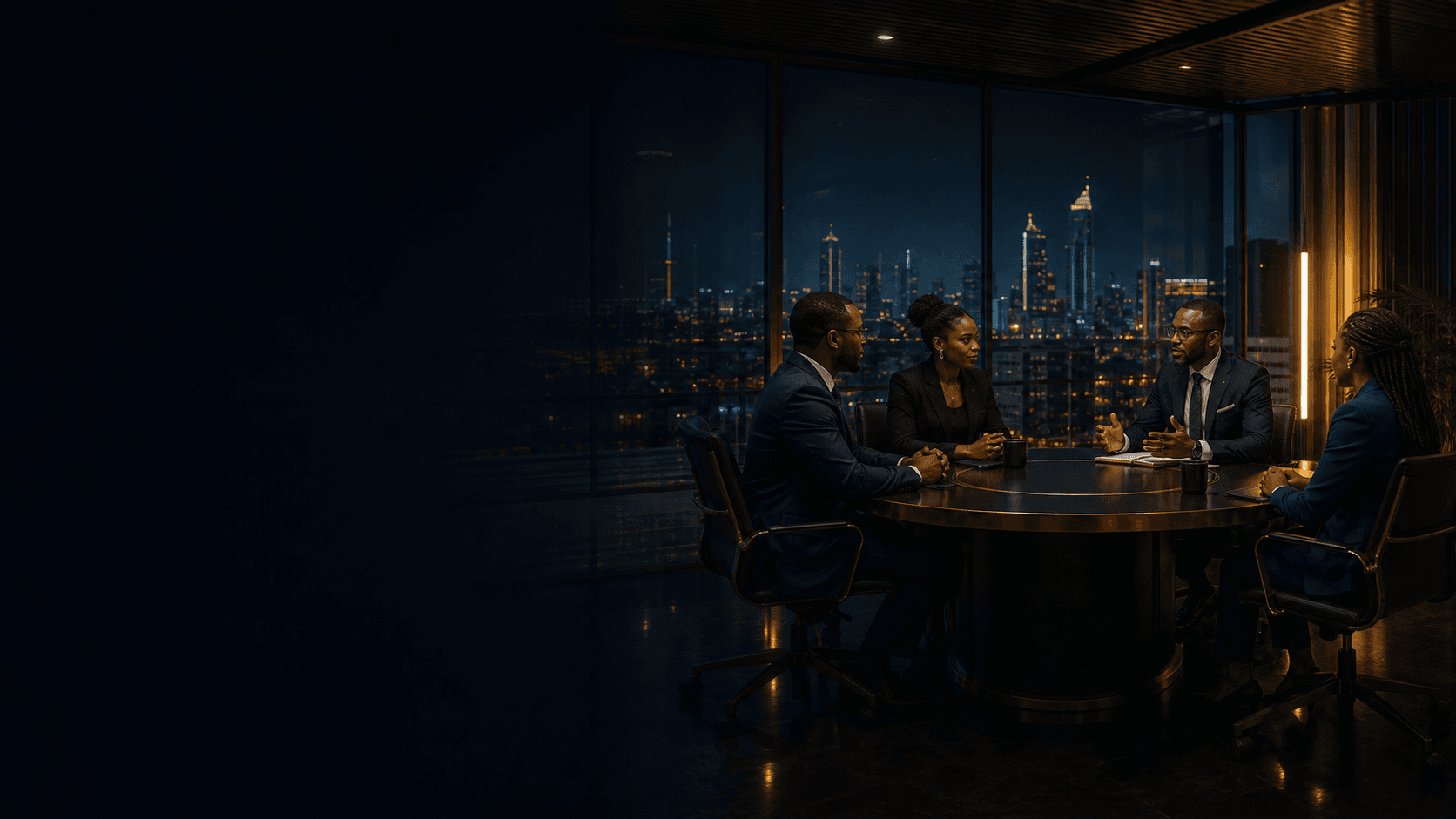 Leadership roundtable in a premium conference room