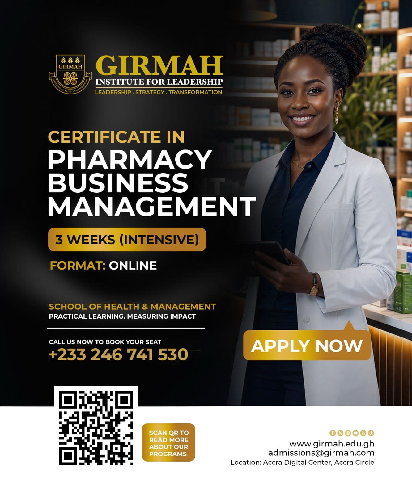 Pharmacist managing a modern pharmacy business